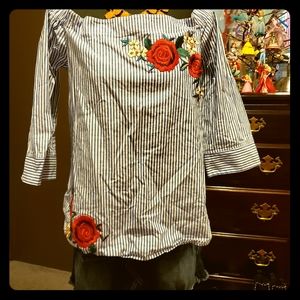 COMO vintage women's Stripe Blouse